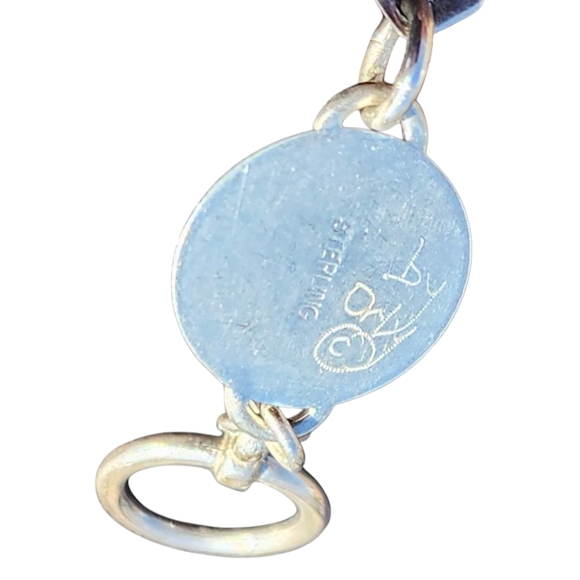 Signed Sterling Silver Dichroic Glass Toggle Bracelet Flowers Cabochon Vintage - Picture 6 of 7